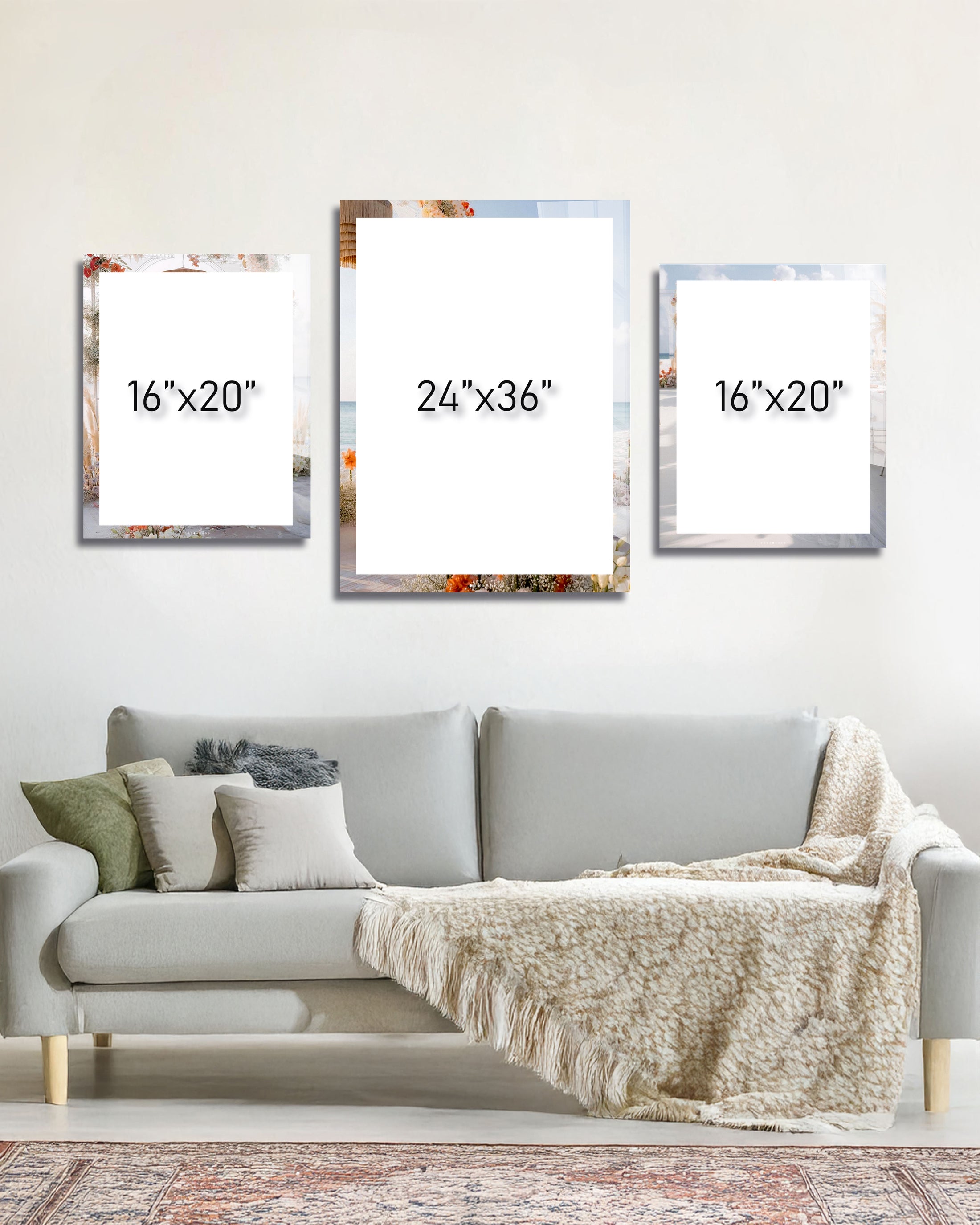 The Centerpiece Set – 3 Metal Prints, (Two 16"x20" and One 24"x36") Statement Arrangement