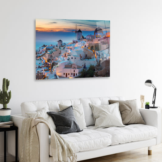 Santorini Greece Sunset HD Metal Wall Art