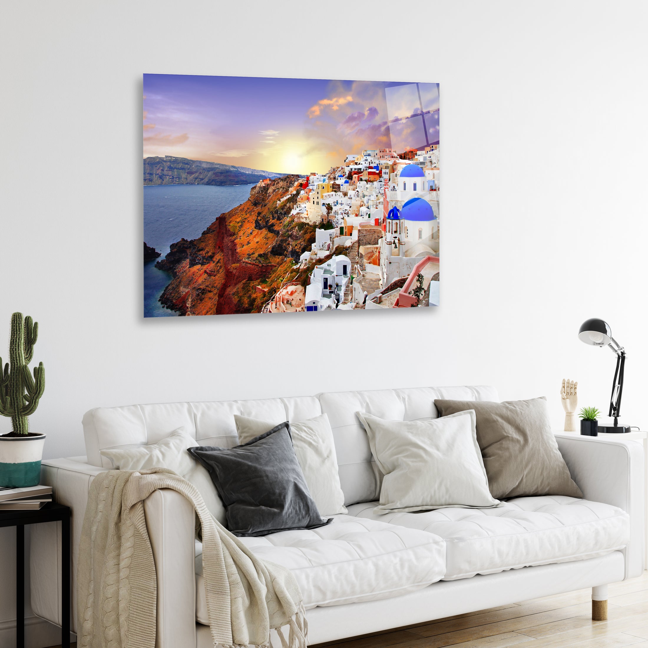 Santorini Purple Sky HD Metal Wall Art