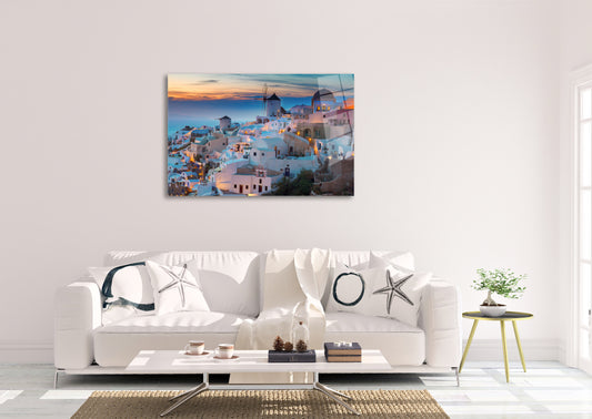 Santorini Greece Sunset HD Metal Wall Art